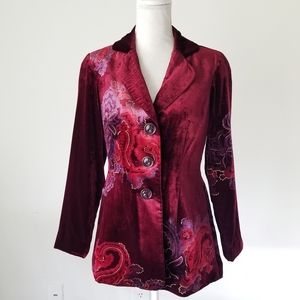 Coldwater Creek Red Velvet Paisley Evening Jacket